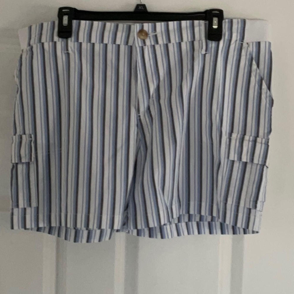 Lee Blue and White Cargo Shorts with Stripes